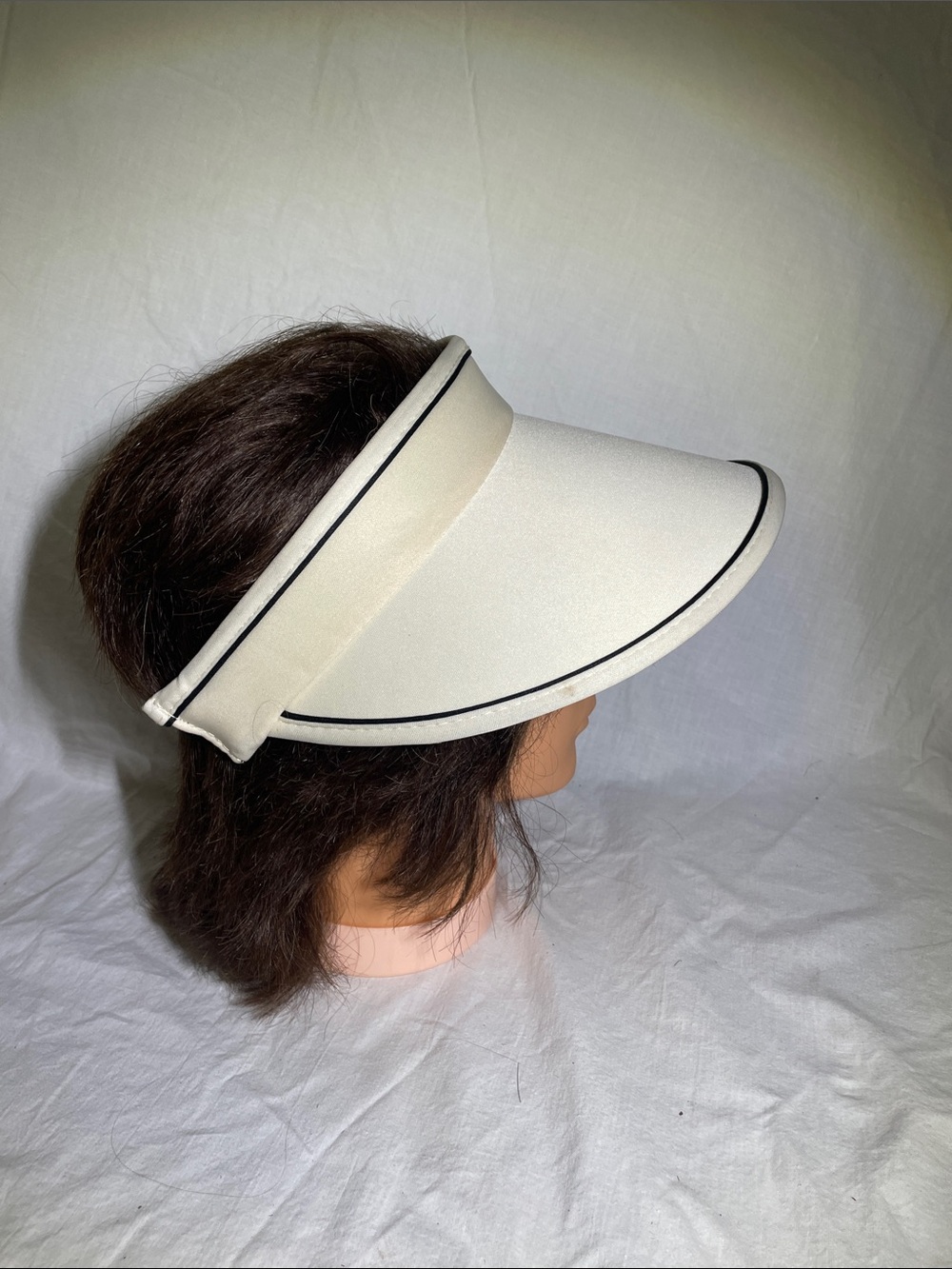 Women's Cream Sun Visor with Black Piping